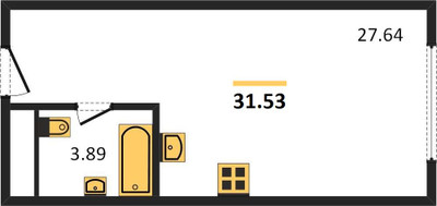 Планировка студии (квартира) площадью 31.53 квадратных метров в ЖК “LIFE-Ботанический сад”