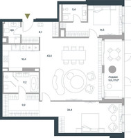 Планировка трехкомнатной(квартира) площадью 139.6 квадратных метров в “ЖК Springs (Спрингс)”
