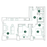 Планировка трехкомнатной(квартира) площадью 61.1 квадратных метров в “ЖК Вэри на Ботанической”
