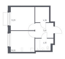 Планировка однокомнатной(квартира) площадью 35.56 квадратных метров в “ЖК Новое Внуково”