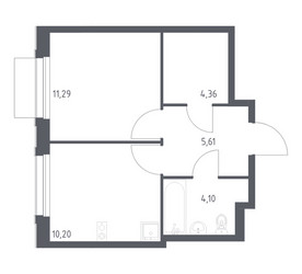 Планировка однокомнатной(квартира) площадью 35.56 квадратных метров в ЖК “ЖК Новое Внуково”