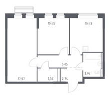 Планировка двухкомнатной(квартира) площадью 52.04 квадратных метров в “ЖК Рублевский Квартал”