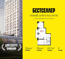 Планировка двухкомнатной(квартира) площадью 70.4 квадратных метров в “ЖК Бестселлер”