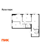 Планировка трехкомнатной(квартира) площадью 84.1 квадратных метров в “ЖК Яуза Парк (Мытищи)”