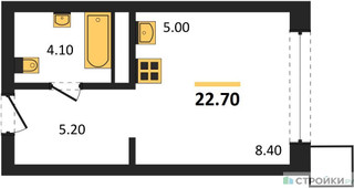 Планировка студии(квартира) площадью 22.7 квадратных метров в “Сити квартал Отрада”