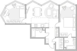 Планировка двухкомнатной(квартира) площадью 78.23 квадратных метров в “ЖК Мневники от Гранель”