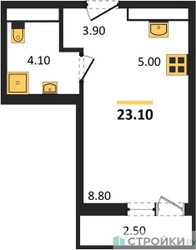 Планировка студии(квартира) площадью 23.1 квадратных метров в ЖК “ЖК Южные сады”