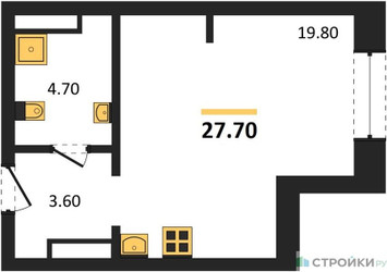 Планировка студии(квартира) площадью 27.7 квадратных метров в ЖК “ЖК МОНС”