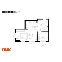 Планировка двухкомнатной(квартира) площадью 48.2 квадратных метров в “ЖК Ярославский”