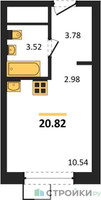 Планировка студии(квартира) площадью 20.82 квадратных метров в “ЖК Новоград Павлино”