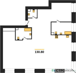 Планировка трехкомнатной(квартира) площадью 130.8 квадратных метров в ЖК “ЖК Коллекция Лужники”