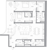 Планировка двухкомнатной(квартира) площадью 163.8 квадратных метров в “Клубный дом PHANTOM (Фантом)”