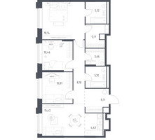 Планировка трехкомнатной(квартира) площадью 92.8 квадратных метров в “ЖК Верейская 41”