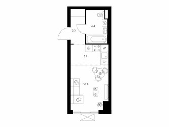 Планировка студии(квартира) площадью 23.7 квадратных метров в ЖК “Нарвин”