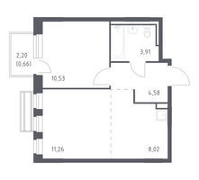 Планировка однокомнатной(квартира) площадью 38.2 квадратных метров в “ЖК Рублевский Квартал”
