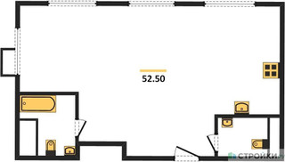 Планировка двухкомнатной(квартира) площадью 52.4 квадратных метров в “ЖК Сиреневый парк”