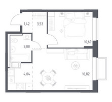Планировка однокомнатной(квартира) площадью 40.38 квадратных метров в “ЖК Томилино Парк”