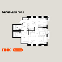 Планировка двухкомнатной(квартира) площадью 68.4 квадратных метров в “ЖК Саларьево парк”