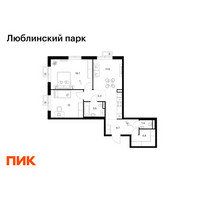 Планировка двухкомнатной(квартира) площадью 66.7 квадратных метров в “ЖК Люблинский парк”
