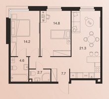Планировка трехкомнатной(квартира) площадью 65.3 квадратных метров в “ЖК Твелв”