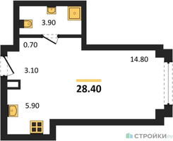 Планировка студии(квартира) площадью 28.4 квадратных метров в “Акценты”