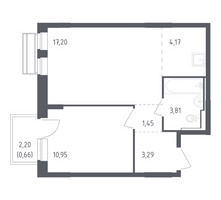Планировка однокомнатной(квартира) площадью 41.53 квадратных метров в “ЖК Рублевский Квартал”