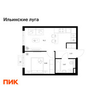 Планировка однокомнатной(квартира) площадью 33.14 квадратных метров в “ЖК Ильинские луга”
