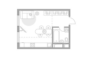 Планировка студии(квартира) площадью 24.61 квадратных метров в “ЖК Аникеевский”