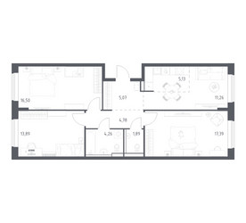 Планировка трехкомнатной(квартира) площадью 80.17 квадратных метров в ЖК “ЖК Пригород Лесное”
