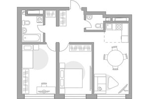 Планировка трехкомнатной(квартира) площадью 64.98 квадратных метров в “ЖК Тринити”