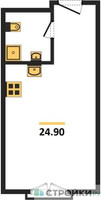 Планировка студии(квартира) площадью 24.9 квадратных метров в “ЖК Дом Достижение”