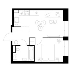 Планировка однокомнатной(квартира) площадью 32.3 квадратных метров в ЖК “ЖК Онежский вал”