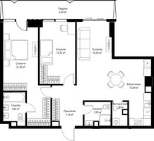 Планировка двухкомнатной(квартира) площадью 89.67 квадратных метров в “ЖК Джойс”