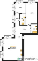 Планировка двухкомнатной(квартира) площадью 96.3 квадратных метров в “ЖК Квартал Метроном”