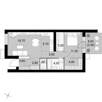 Планировка двухкомнатной(квартира) площадью 63.5 квадратных метров в “Апрелевка Клаб”