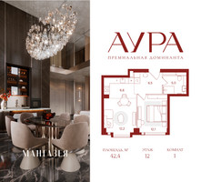 Планировка однокомнатной(квартира) площадью 42.4 квадратных метров в “ЖК АУРА”