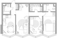 Планировка квартиры Трехкомнатная (Квартиры)86.04