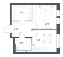 Планировка однокомнатной(квартира) площадью 35.97 квадратных метров в “ЖК Большое Путилково”