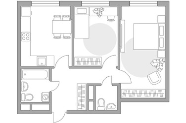 Планировка двухкомнатной(квартира) площадью 54.09 квадратных метров в ЖК “ЖК Императорские Мытищи”