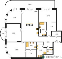 Планировка 4+ комнатной(квартира) площадью 178.1 квадратных метров в “ЖК Большая Татарская 35”