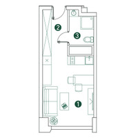 Планировка студии(квартира) площадью 26.1 квадратных метров в “ЖК Вэри на Ботанической”