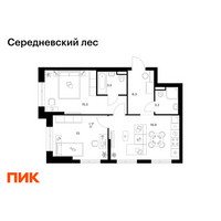 Планировка двухкомнатной(квартира) площадью 58.2 квадратных метров в “ЖК Середневский лес”