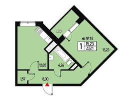 Планировка однокомнатной(квартира) площадью 42 квадратных метров в “ЖК Борисоглебское”