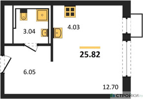 Планировка студии(квартира) площадью 25.82 квадратных метров в “ЖК Новое Видное”