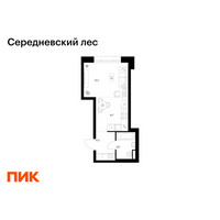 Планировка студии(квартира) площадью 29 квадратных метров в “ЖК Середневский лес”