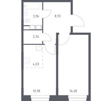 Планировка однокомнатной(квартира) площадью 46.92 квадратных метров в “ЖК ЭкоБунино (Южное Бунино)”