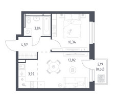 Планировка однокомнатной(квартира) площадью 37.15 квадратных метров в “ЖК Новое Видное”