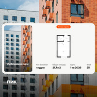 Планировка студии(квартира) площадью 21.7 квадратных метров в “ЖК Люблинский парк”