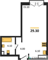 Планировка студии(квартира) площадью 29.3 квадратных метров в ЖК “Лесная Коллекция”