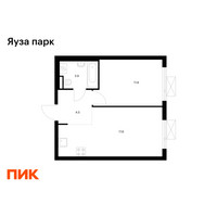 Планировка однокомнатной(квартира) площадью 37.8 квадратных метров в “ЖК Яуза Парк (Мытищи)”